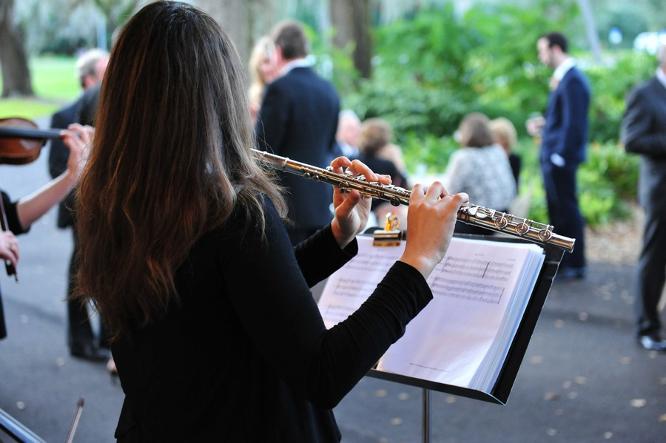 Bok Tower Wedding Cocktail Hour Music Flute Violin Cello